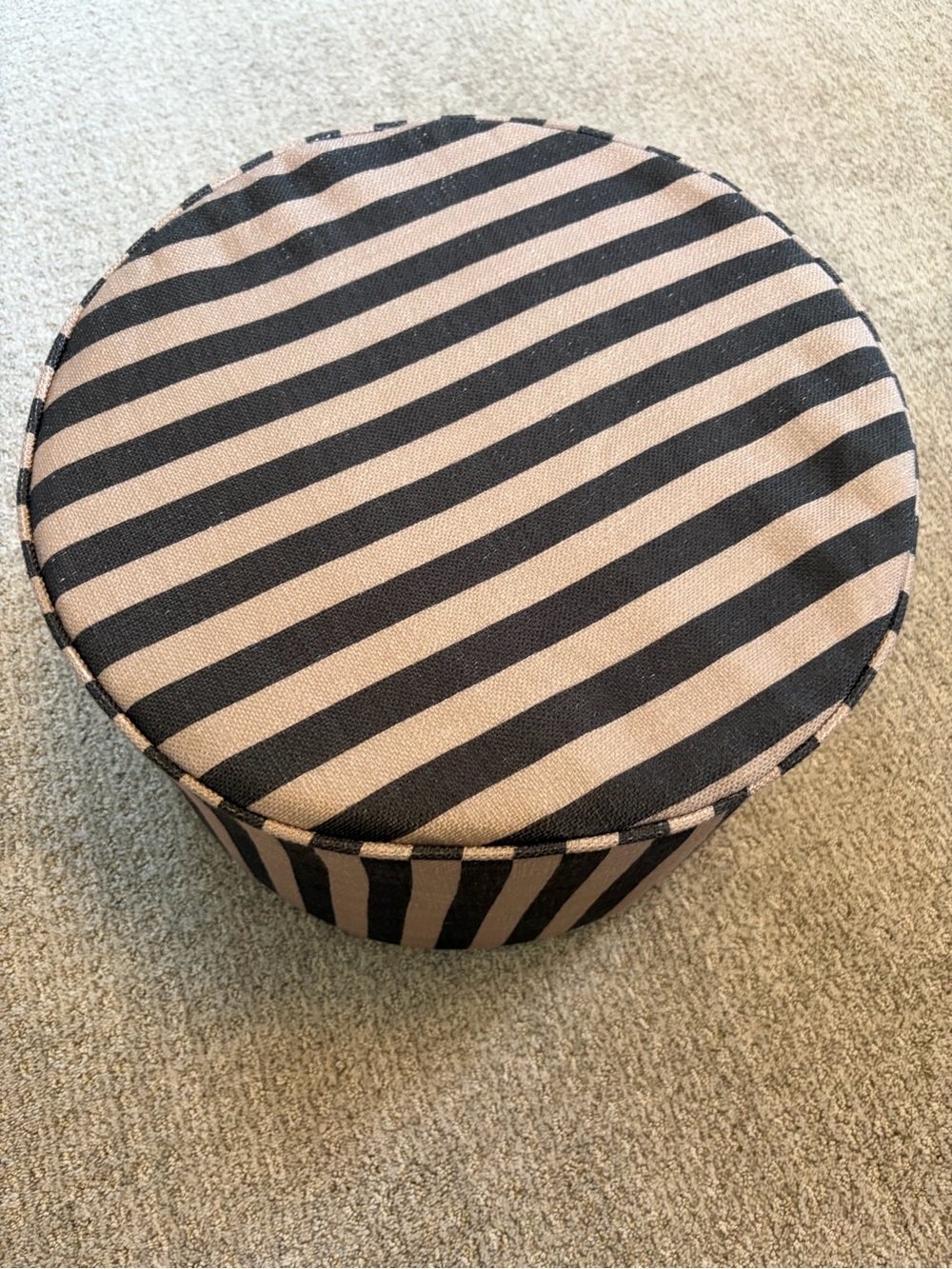 House of NOA- Bennett striped ottoman cover- Black and Tan COVER ONLY- 17” small